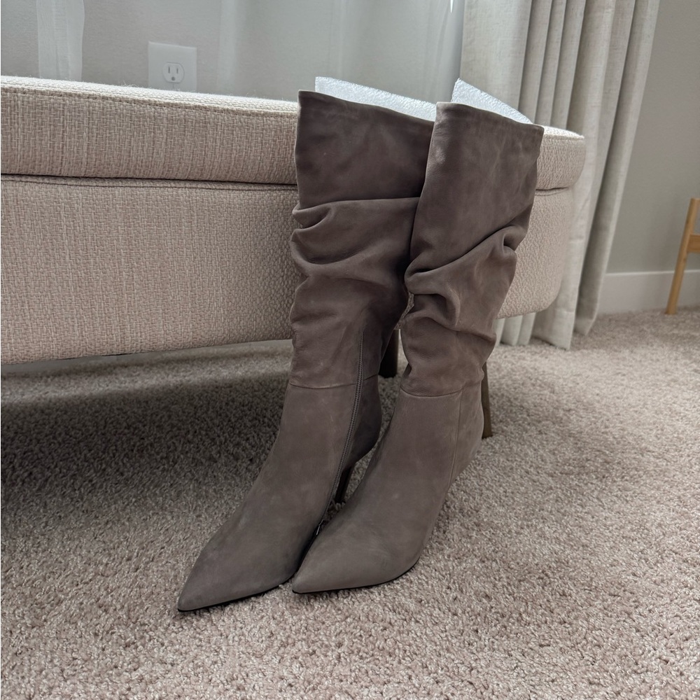 BCBGMaxAzria Suede Taupe Heeled Boots